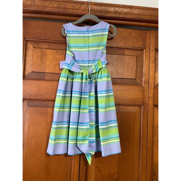 Bonnie Jean Girls Pastel Striped Fit & Flare Dress Lavender Green Blue Size 5 - Picture 5 of 9